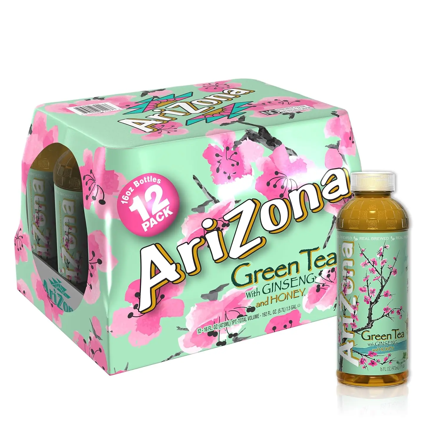 Arizona Green Tea with Ginseng and Honey - 16 Fl Oz (12 Pack)