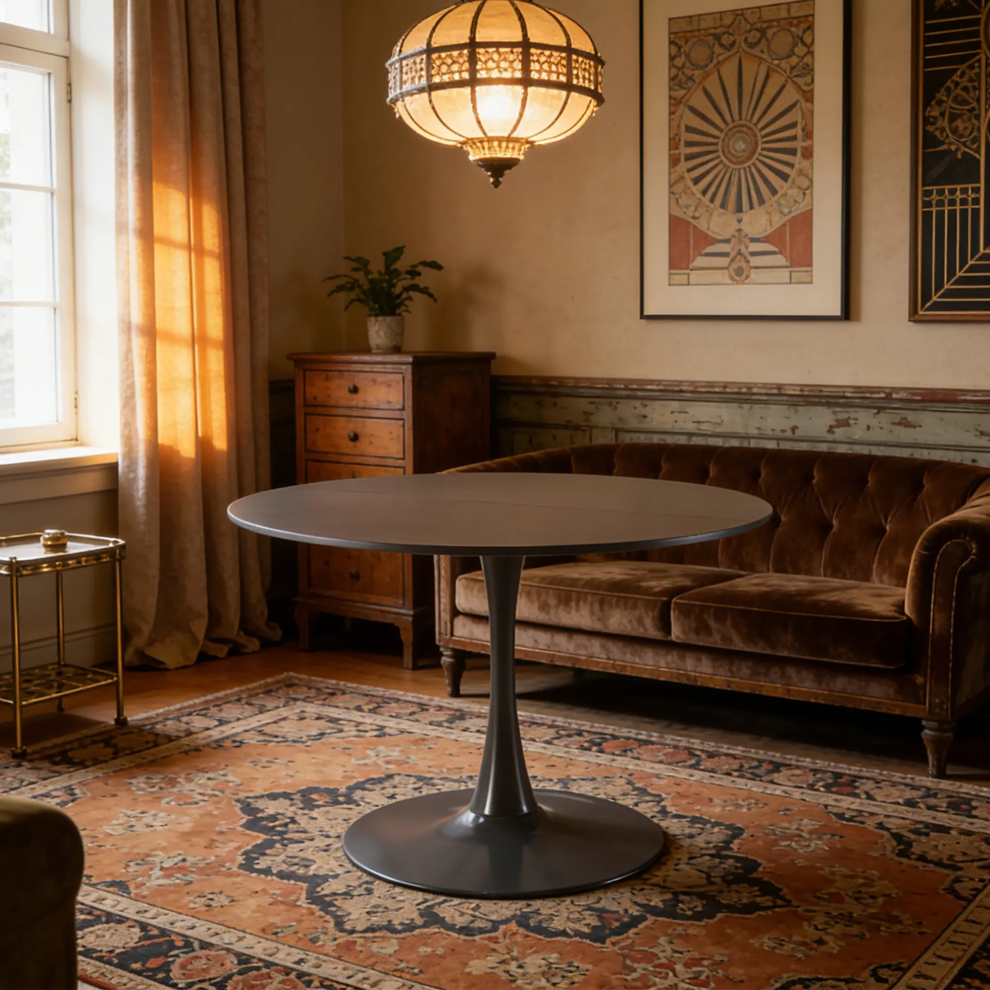 Modern Tulip Dining Table, Mid-Century Round Pedestal Table for 4-6, Space-Saving 42.1" Leisure Coffee Table