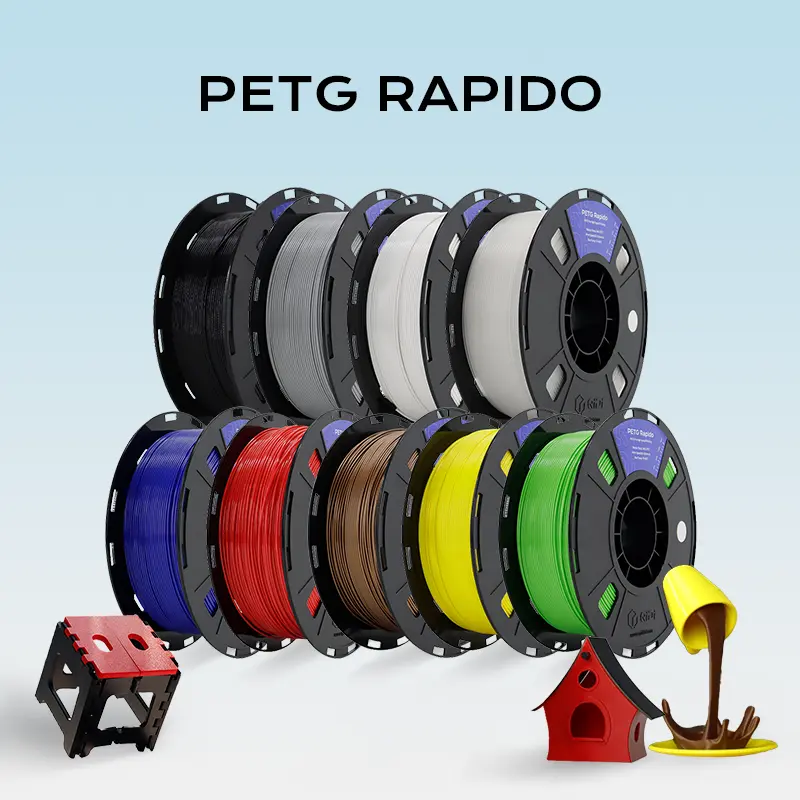 QIDI PETG Rapido 3D Printing Filament, 1.75mm, 1kg (2.2lbs) Spool, 300mm/s Fast Printing, Waterproof, Durable, Enhanced Fluidity, Cooling Properties, RFID Chip, Improved Efficiency, Compatible with Most FDM 3D Printers