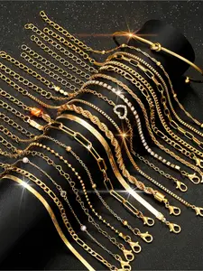 19-Piece Heart Twist Rhinestone Bling Geometric Faux Pearl Stackable Bracelet Set, Casual Elegant Vintage Design Jewelry for All Occasions