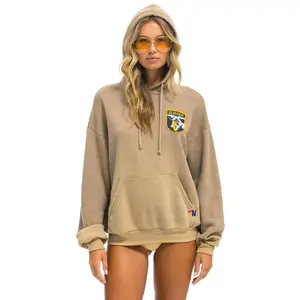 CALIFORNIA SURFER PATCH PULLOVER RELAXED HOODIE - FADED TAN