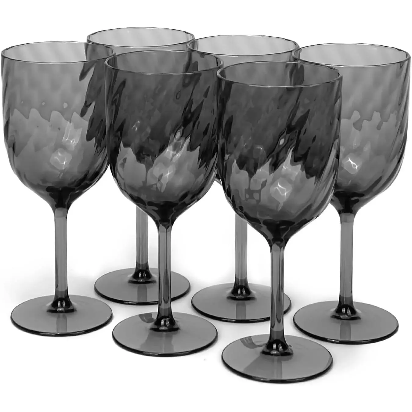 Set of 6 Unbreakable 15 oz  Plastic  and Water Tumbler Stackable Goblets. (Gray, 15 oz)