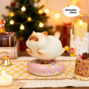 Jingdezhen ceramic cute cat rotating ornament stress-relief toy, rotatable desktop decoration, travel gift