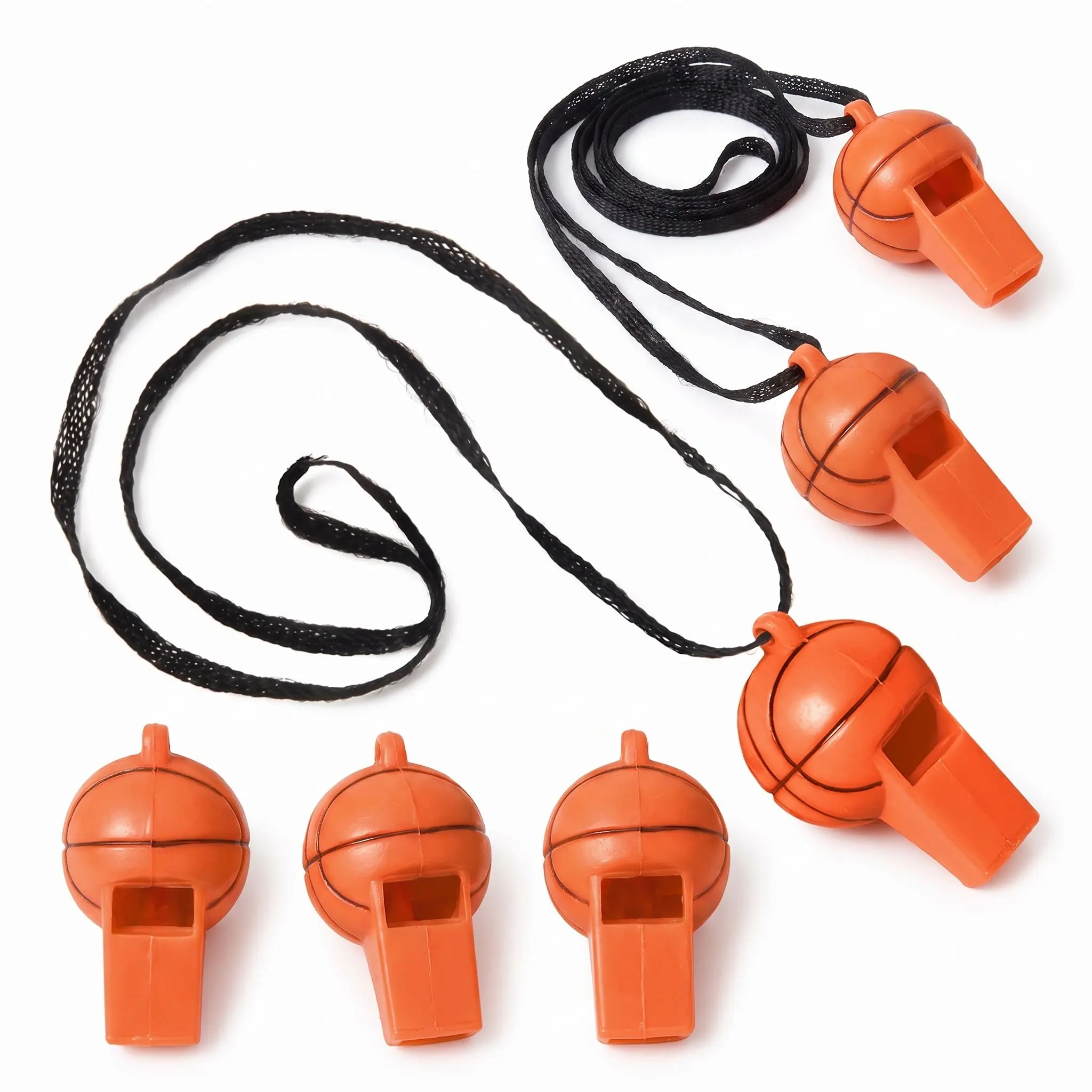 Mini Basketball Whistles with Lanyards, 8-Pack