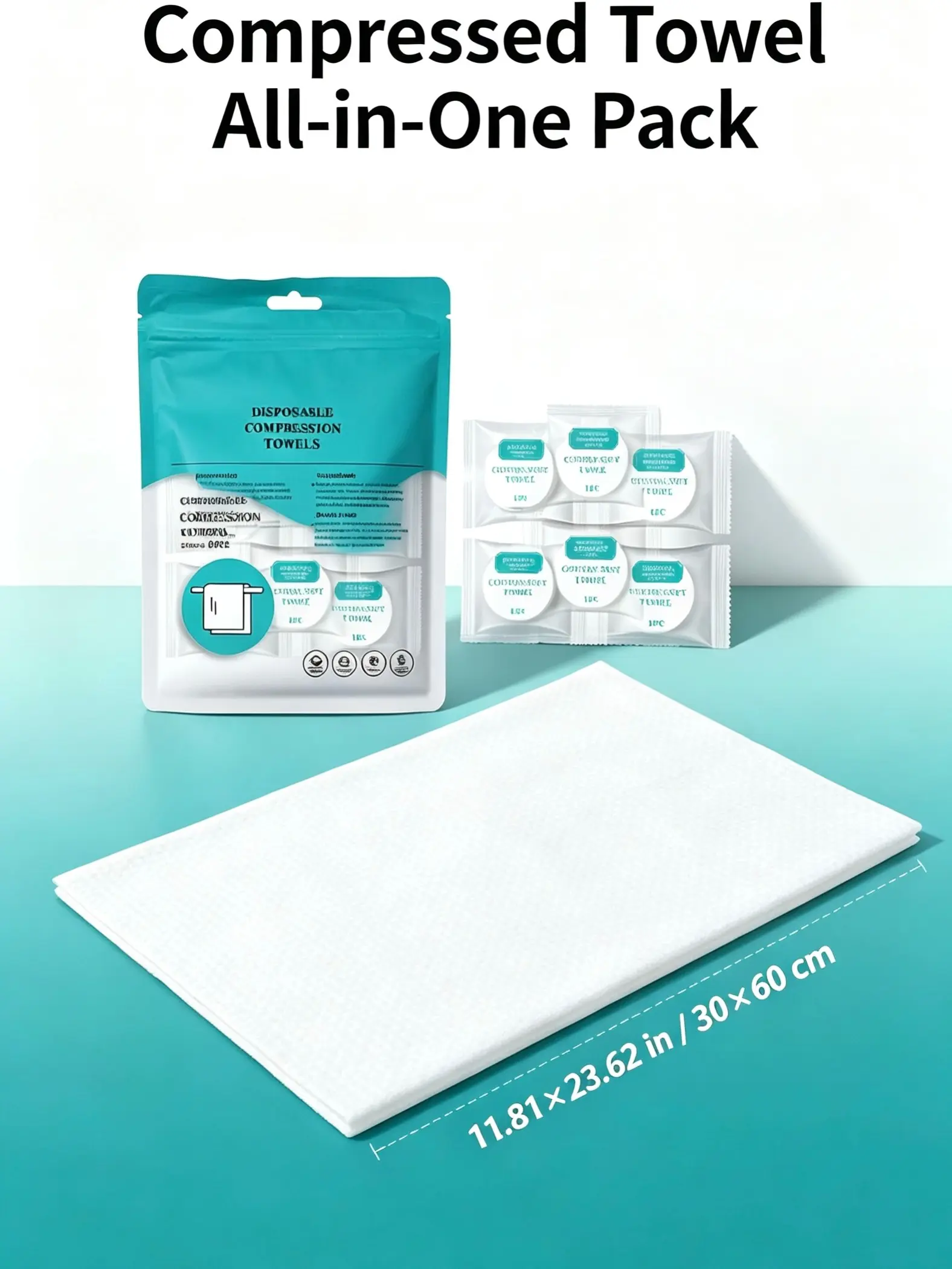 6-Piece Disposable Compressed Cotton Towel Sheets - Lightweight, Soft, Thickened, Tear-Resistant, Compressible Portable Skincare Tool for Cleansing, Body Wiping, All Skin Types, Bacterial Cross-Infection Prevention (30×60cm, Home/Travel Bathroom Supply),