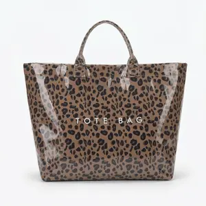 High-Value Aesthetic Leopard Clear Tote Bag - Trendy Large Capacity PVC Waterproof Shoulder Bag for Summer Beach & Daily Chic