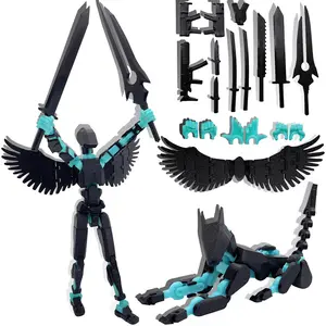 T13 Action Figures Set (Assembly Completed) Dummy 13 Titan 13 Robot Action Figure 3D Printed Robo Multi-Jointed Movable Action Figure Toy with Full Articulation (Figure + Dog)