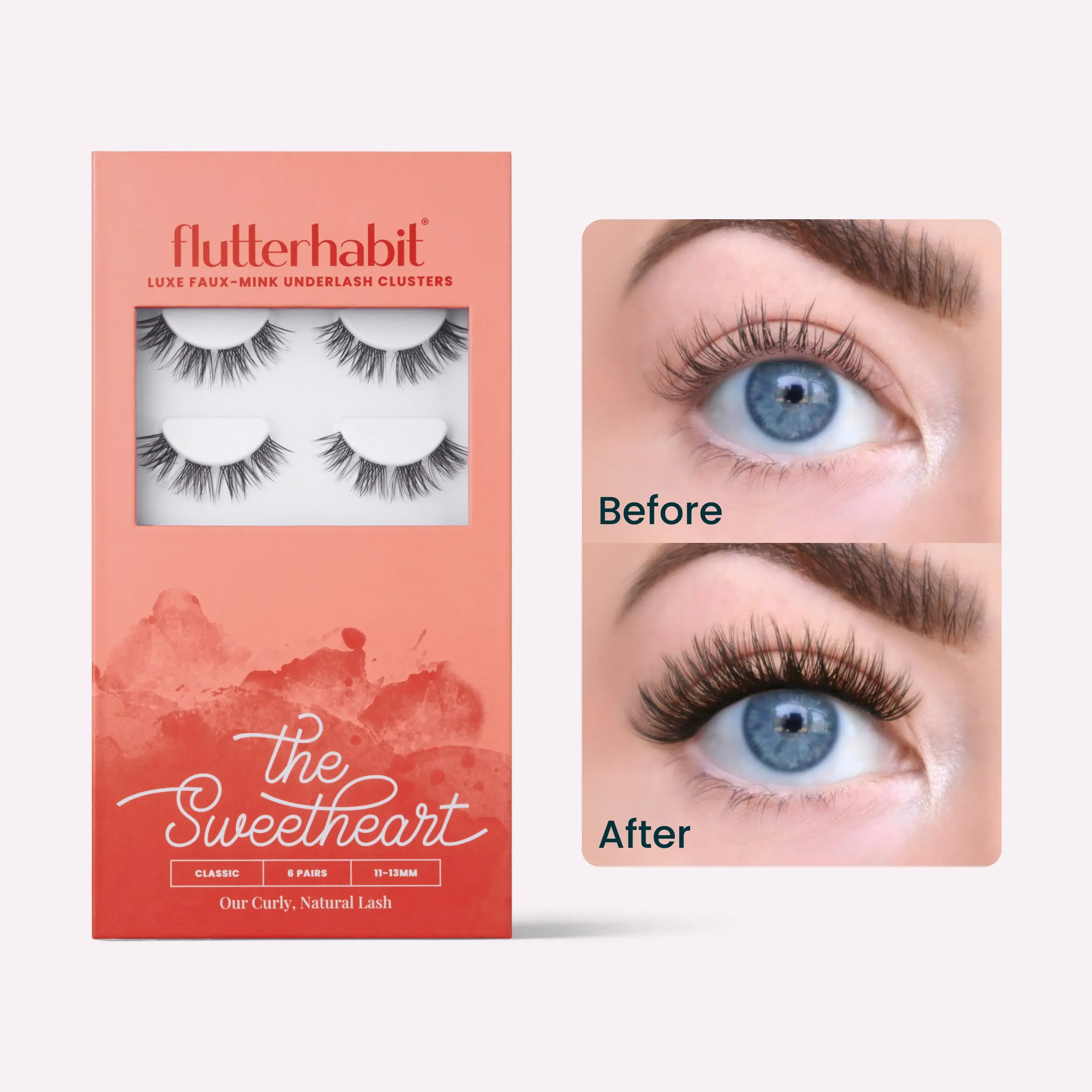 FlutterHabit | The Sweetheart - Cluster Lash Extensions | DIY At-Home Lash Extensions, Pre-Mapped, Up to 10 Days of Wear FlutterHabit | The Sweetheart - Cluster Lash Extensions | DIY At-Home Lash Extensions, Pre-Mapped, Up to 10 Days of Wear