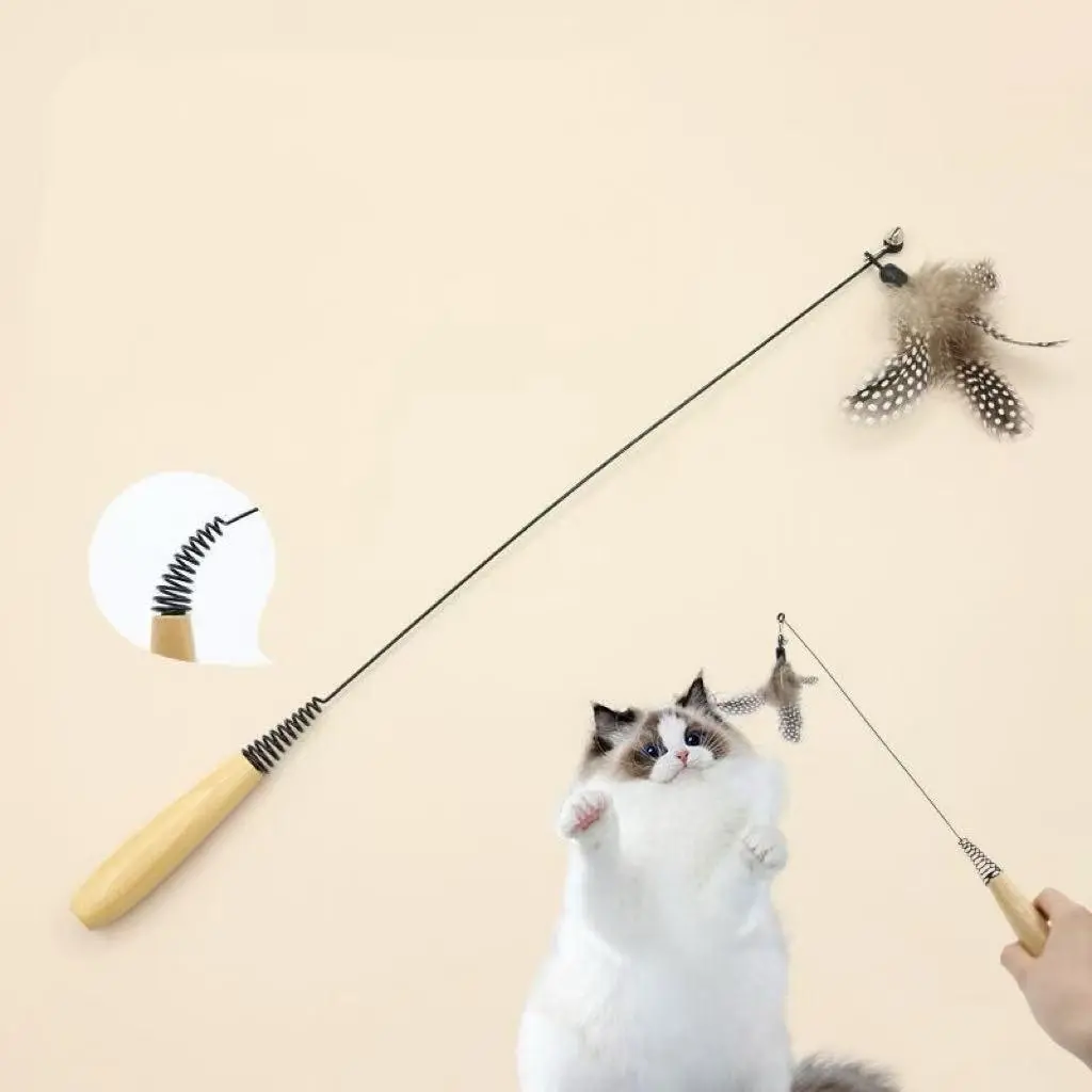 Long Handle Cat Toy Stick, Detachable Feather Bell Head, Interactive Self-Amusement Pet Toy for Kittens, Kitty, Mbdmb-8 Model