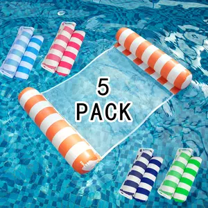 Swimming Ring 4-in-1 Inflatable Floating Bed - Hammock, Lounger, Raft, and Exercise Saddle - Blue, Navy Blue, Rose Red - for Pool, Lake, Beach Leisure Float