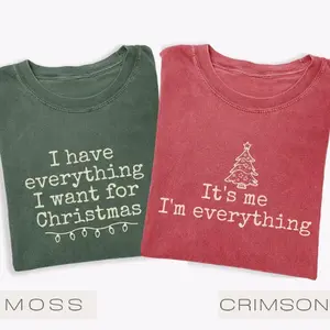Comfort Color I Have Everything I Want For Christmas T-Shirt, It's Me I'm Everything Tshirt, Funny Christmas Matching Tee Christmas Couple Shirt