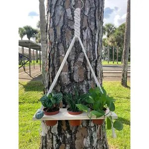 Macrame that fits three 4” pots