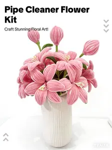 300 Pcs Pipe Cleaner Flower kit,Multicolor lily Tulip Twist Rod Pipe Cleaner Craft Kit,Perfect for Wedding Bouquets Birthday ,Artifical Bouquet and Party Decorations Set Gift
