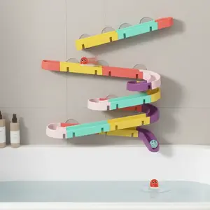 Bathroom Track Toy Set, 1 Set Non-electric Plastic Water Slide Game with Rolling Ball, Creative DIY Assembled Pipe Building Blocks for Toddlers Play, Gift, Sensory