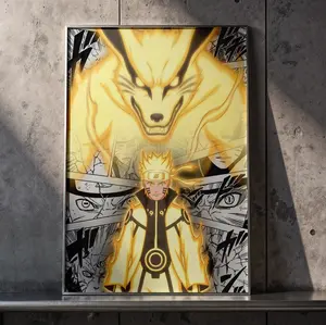 Naruto Kurama Chakra Mode Poster – Nine Tails Anime Wall Art, Manga Panel Background Aesthetic Decor Print, Otaku Room Gift