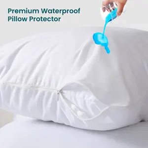 Elysian Waterproof Pillow Protectors with Zipper Standard Size Pack of 2