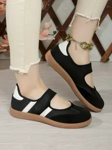 Women's Velcro T-Strap Mary Jane Shoes, Patchwork Casual Derby Shoes, Daily Commute Single Shoe, All Seasons