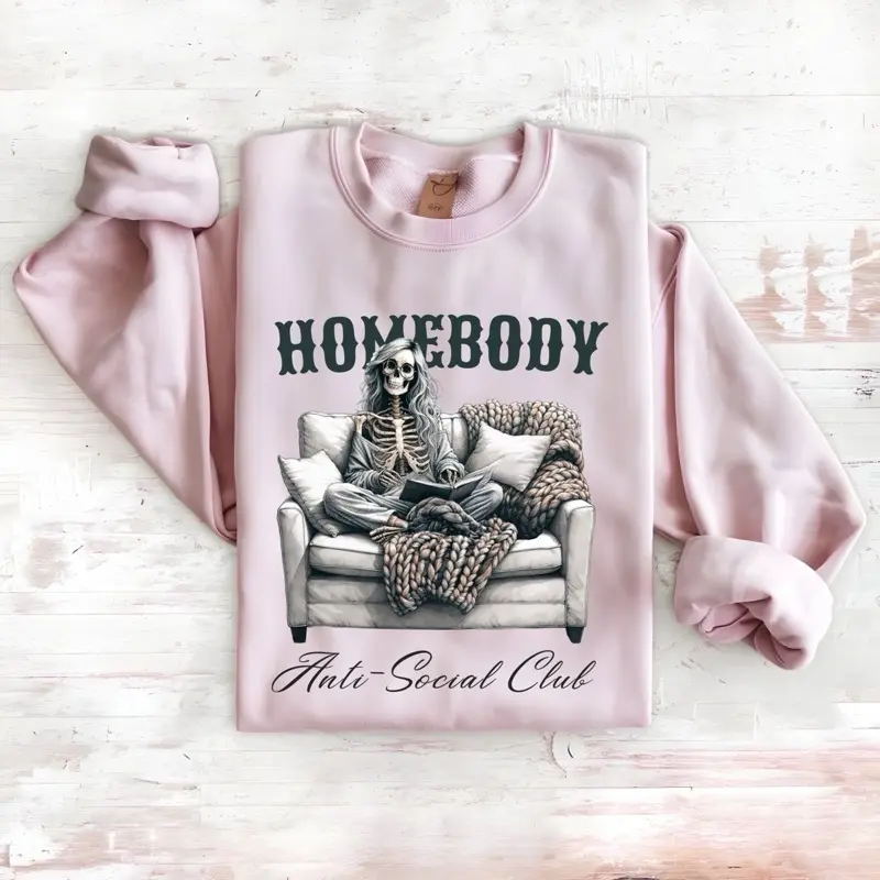 Homebody Social Club T-Shirt or Crewneck Sweatshirt love casual comfortable super soft relaxed fit unisex Sizing womenswear Streetwear Long Sleeve Top Everyday Winter