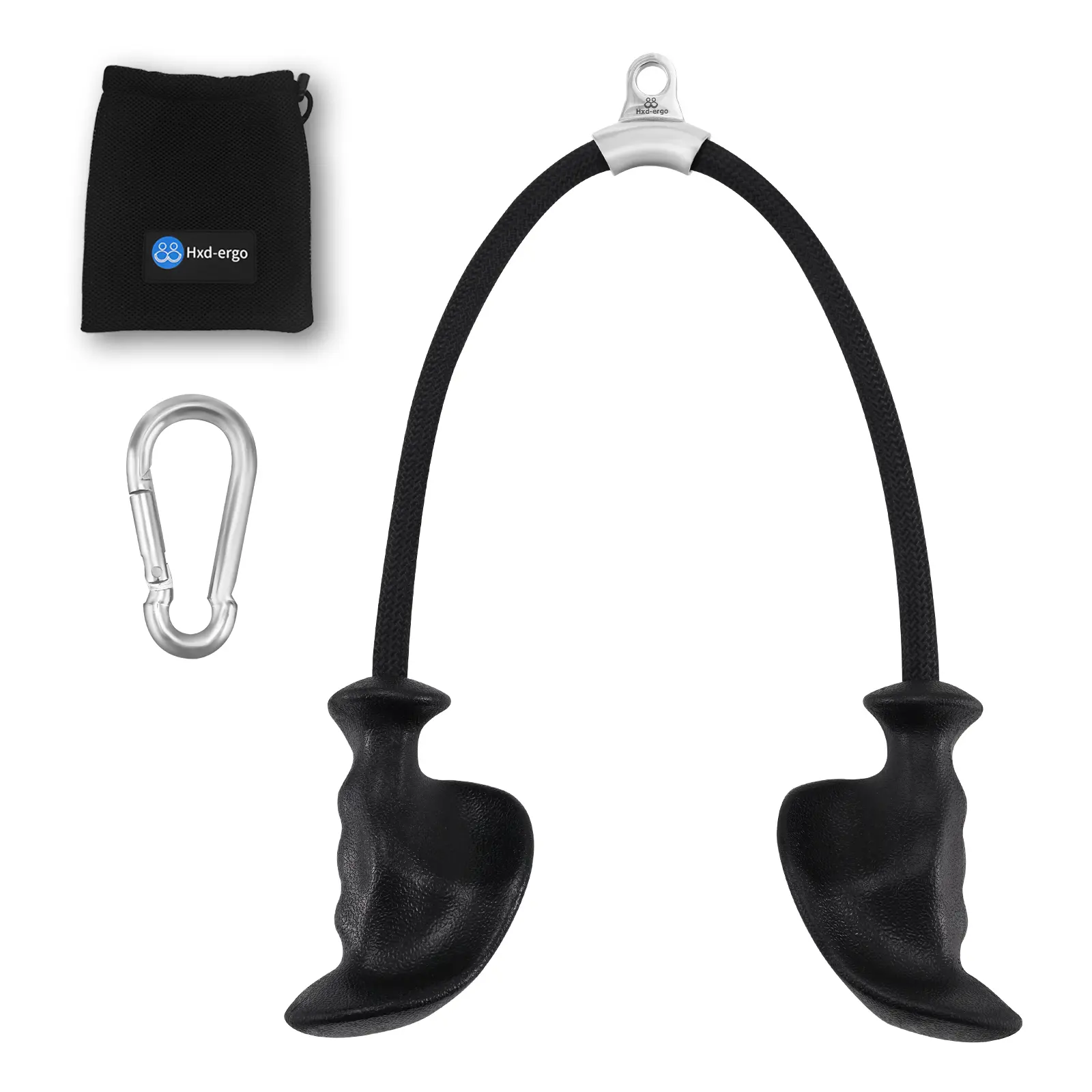 HXD-Ergo Tricep Rope Cable Attachment for Professional Gym Fitness Equipment for Push Downs Rope Exercise Machine Attachments Pulley System with Snap Rings