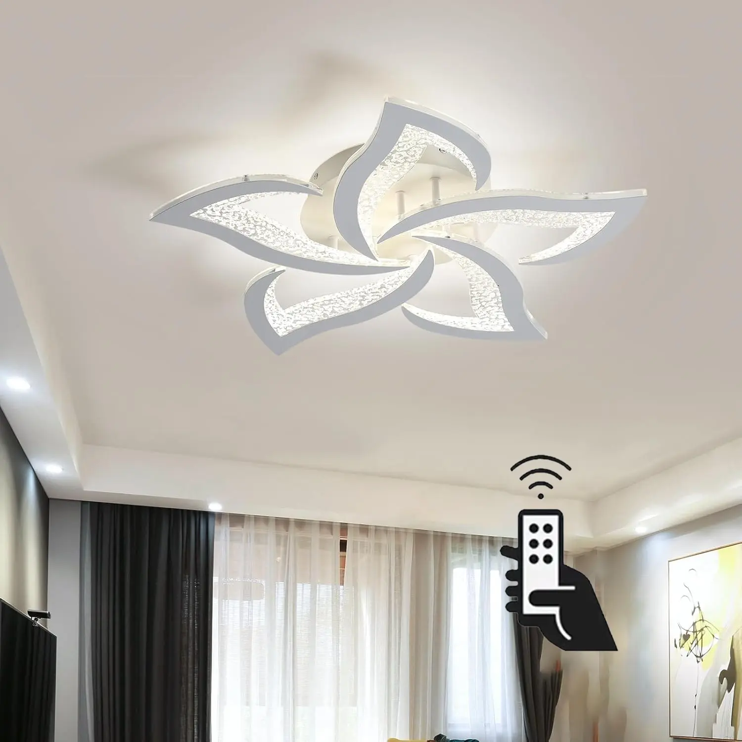 Modern LED Ceiling Light, Home Decoration Lamp, 23.6 Inch Adjustable LED Pendant Lamp with Remote, Suitable for Living Room, Dining Room, Bedroom, Hallway, Home Decor Lighting, Decorative Lights, Decorative Lamps, 45w