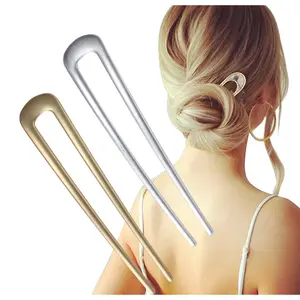 Large French Hair Pins Metal U-Shaped Hair Sticks(pack of 2)