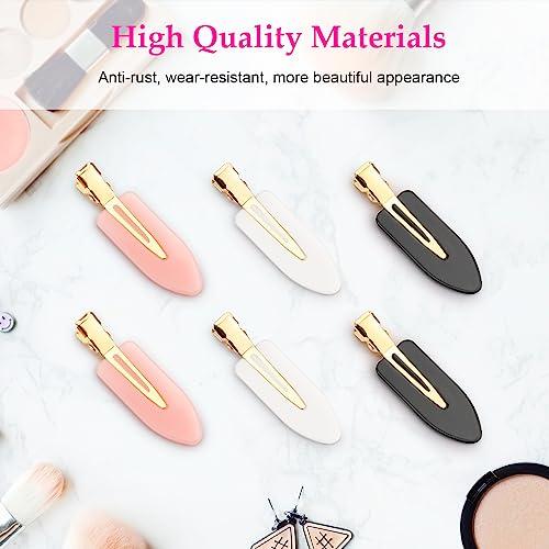 D 6 Pcs Creaseless Hair Clips No bend No Crease Hair Clip Makeup Clips for Women and Girls Flat Hair Clips for Hairstyling Salon Golden Handle
