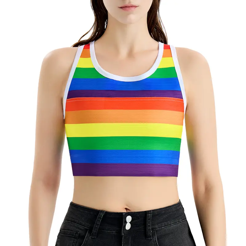 CuteStreet Transgender Tomboy FTM Chest Binder Rainbow Breathable and Strong Compression Pullover Racerback Tank Top Trans Bra Binder