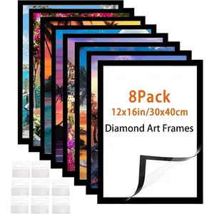 Art Frame 12x16 Inch - 8 Pack (Black) - 30x40 cm Painting Suitable for 10x14inch Picture,  Frames  Self-Adhesive,Suitabble Frames Painting for Wall Window Door