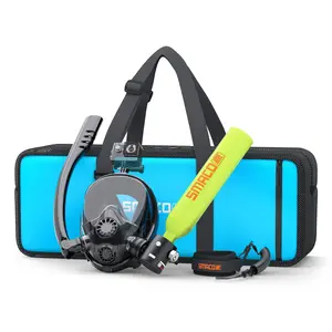 SMACO 0.5L Mini Scuba Tank with Full Face Snorkel Mask Kit - DOT Certified Reusable Diving Cylinder, 180° Panoramic View, 6061 Aviation Aluminum, 3-Layer Filtration, Action Camera Mount for Snorkeling & Underwater Photography