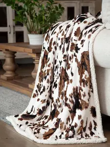 Tri-Color Cowhide Plush Throw