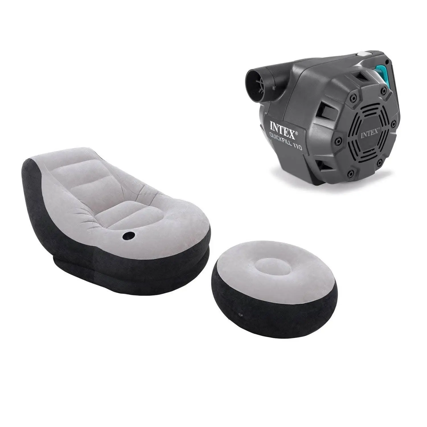 Intex Inflatable Ultra Lounge Chair And Ottoman Set & Intex 120-Volt Air Pump Intex Inflatable Ultra Lounge Chair And Ottoman Set & Intex 120-Volt Air Pump