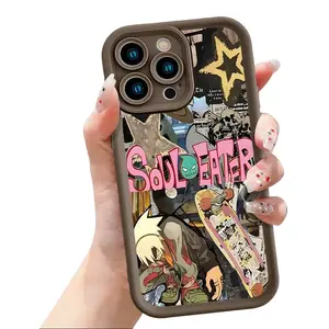 Trendy Soul Eater Anime Collage Graphic Phone Case for iPhone 17 16 15 14 Pro Max 13 12 11 XR XS Plus Air | Slim Shockproof Anti Scratch TPU Protective Cover | Retro Anime Phone Accessory