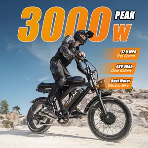 Movcan V30 Pro Max Carbon Steel Adult Electric Bike, Spring Deal, 3000W Peak 37.5MPH Fat Tires E-Bike, 48V 20Ah Dual Removable Batteries, 80-120 Mi Range, Full Suspension All-Terrain Off-Roading Bicycle, Dual Disc Brakes, LED Headlight, UL 2849 Certified,