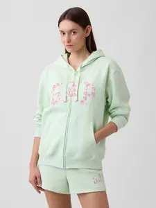 Women Relaxed Gap Logo Zip Hoodie - Pod Green