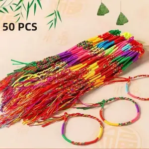 Handmade Friendship Bracelets, 50 Pcs Random Colors, Party Supplies, Dragon Boat Festival Wristbands, Hippie Mexican Gifts, 30cm/12 Inches, Party Favors
