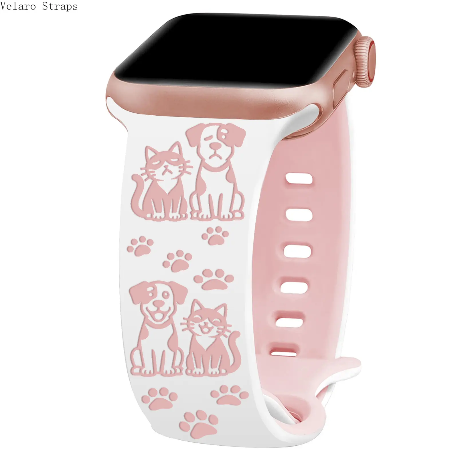 Adjustable Wearable Cute Animal Laser-Engraved Silicone Smart Watch Band, Soft Comfortable Wrist Strap Accessories for Smart Watch Series