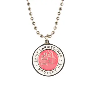 St. Christopher Necklace - Hot Pink/ White