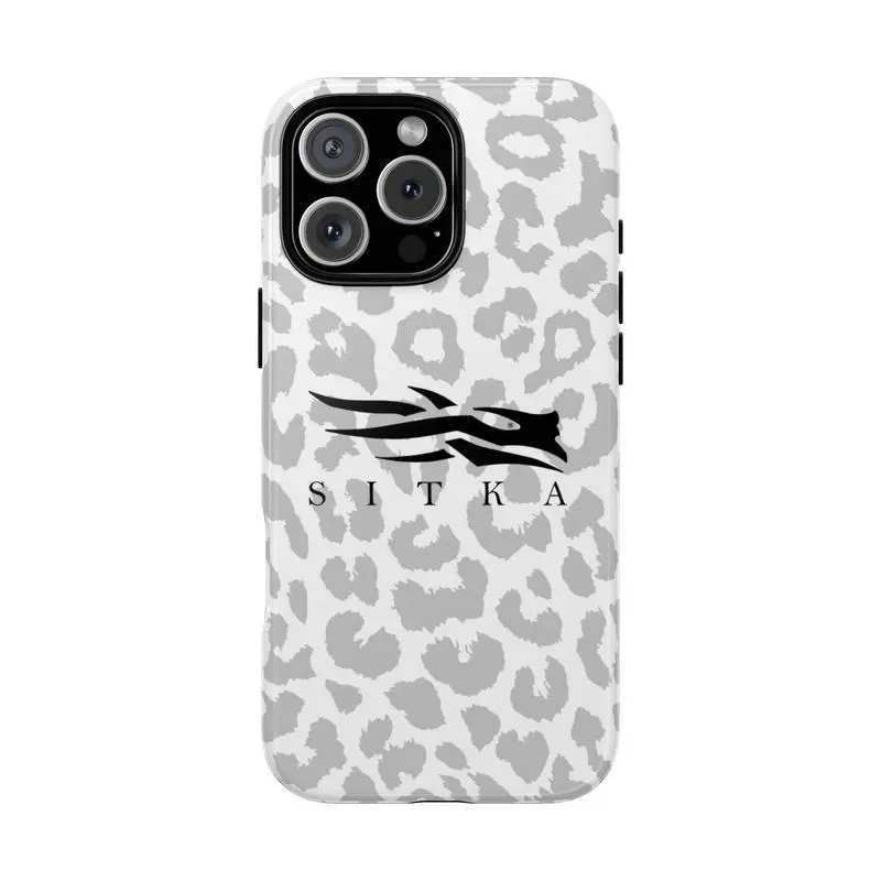 Sitka Gear Style White Snow Leopard Camo Pattern Shockproof Tough Phone Case Heavy Duty Drop Protection Durable Hard Cover Aesthetic Gift for iPhone 11 12 13 14 15 16 17 Pro Max Plus