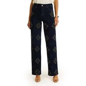 Kaia Studded High Rise Jean - Indigo