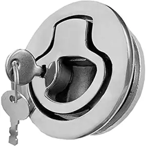 ISURE MARINE Boat Latches Stainless Steel 2", Latch Hatch Round Pull Marine Boat Flush Pull Hatch Latch Locking Lift Handle Round Deck Hatch - Locking