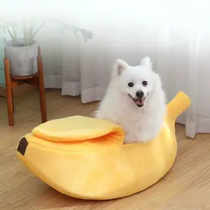New Banana-Shaped Winter Warm Pet Bed, Large/small Size, with Cover, Suitable for Cats and Dogs, Indoor Use, Durable and Hand Washable