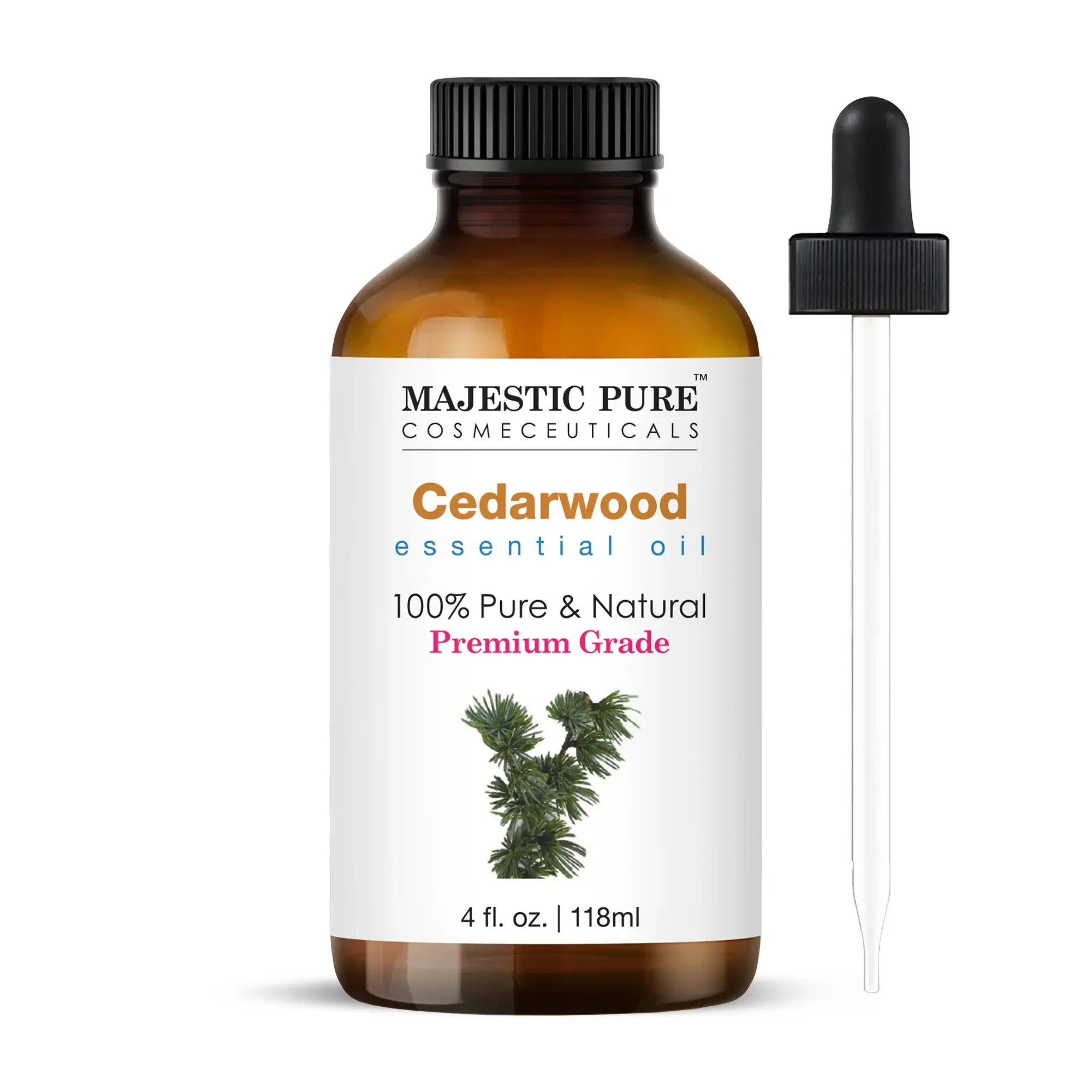Cedarwood Oil - 100% Pure Therapeutic Soothing Essential Oil, 4 fl oz, for Body Care Routines (Natural Aromatherapy Use), Natural Essential Oils, Stress Relief