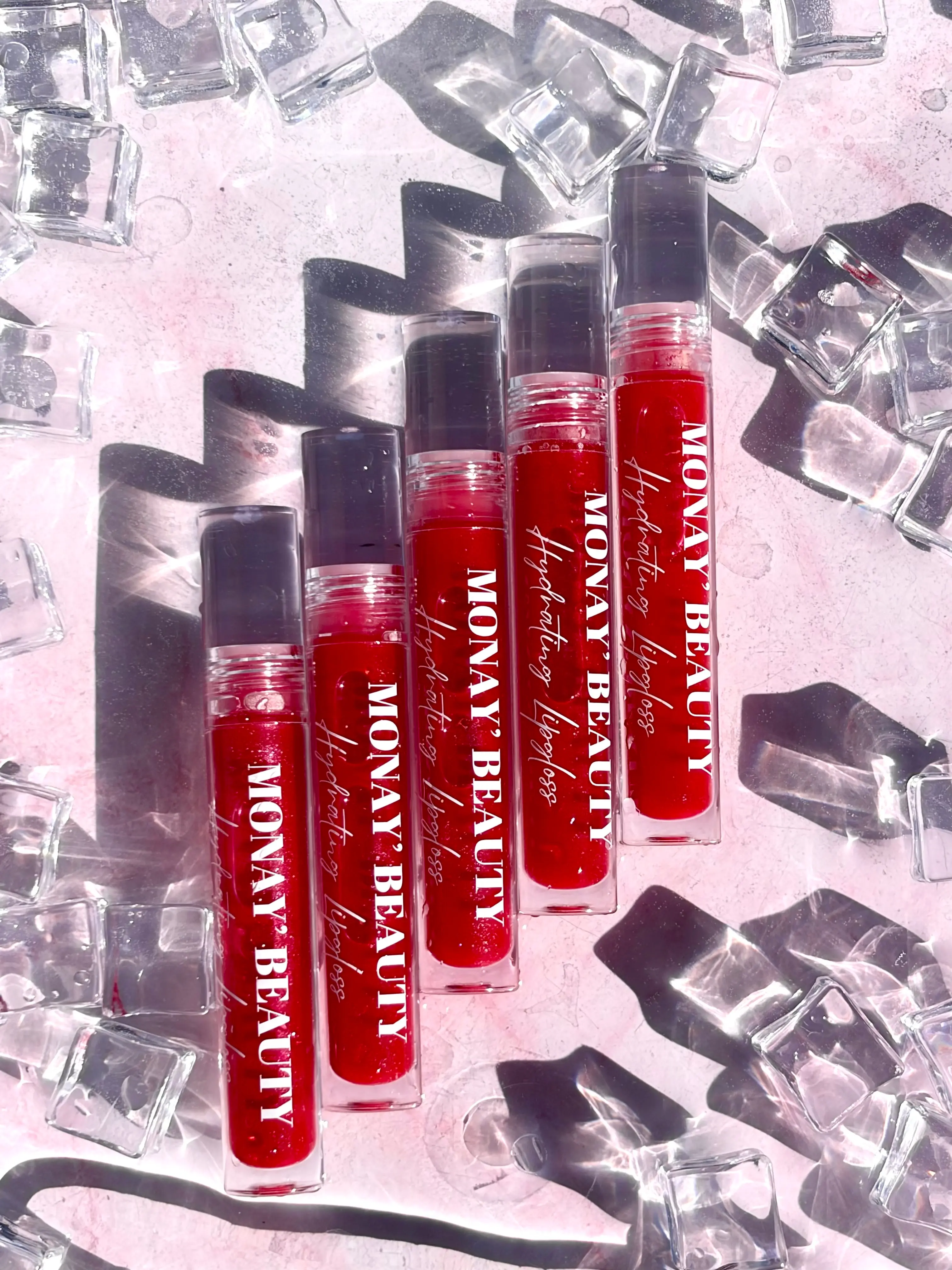 MONAY BEAUTY Ruby Kisses Lipgloss with Pink Glitter Nourishing Formula for Smooth Lips Subtle Sweet Scent Handmade with Grapeseed Oil & Coconut Oil