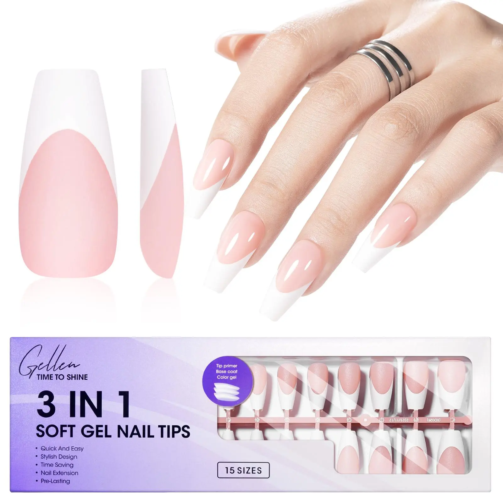 Milky Pink Long Coffin Nail Tips