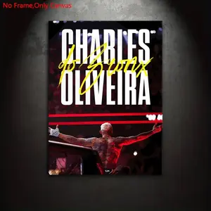 1 piece/set of frameless canvas painting print poster, classic realistic art, fighting champion Charles Oliveira, perfect gift for mixed martial arts fans, ideal gift for bedroom, living room, kitchen, dormitory hallway, wall decor, Unframed Art Print