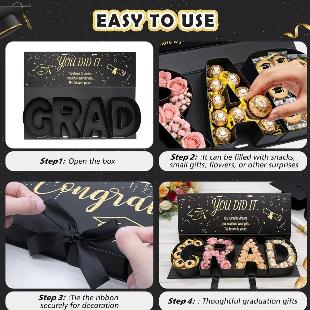 Graduation Gift Box 2026, Letter Shape Fillable Cardboard Box, DIY Graduation Gift Box, Gifts in Box, Perfect for High School or University Graduates