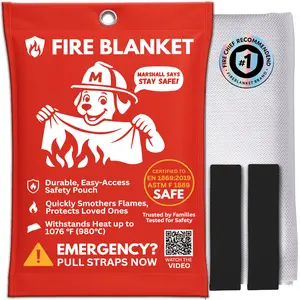 Marshall Fire Blanket - 40x40 Made in USA for Home, Kitchen & Business - Less Mess Alternative to Fire Extinguishers