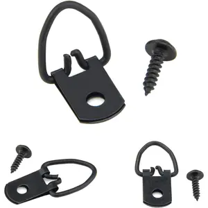 50 count D-Ring Picture Hangers with Screws for Hanging Photos Frame Canvas Clock Paintings Artwork (Black)