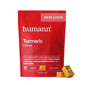 Humann Turmeric Chews - Anti-Inflammatory Support & Joint Health, High-Absorption Curcumin Complex, Powerful Antioxidant Benefits, Orange Citrus Flavor, 30 Count