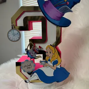3D customized Number 10” | Alice in Wonderland Inspired| Custom Name Tea Party